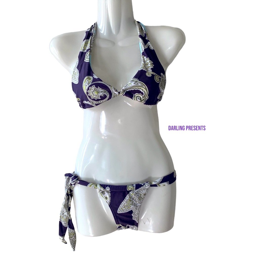 Cia Maritima Paisley Print Bikini Swimsuit Women Color Purple Size S